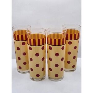 Vintage Gail Pittman Southern Living Highball Glass Polka Dot Stripes SET OF 4